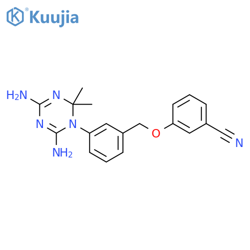 Benzonitrile, 3-[[3-(4,6-diamino-2,2-dimethyl-1,3,5-triazin-1(2H)-yl)phenyl]methoxy]- structure