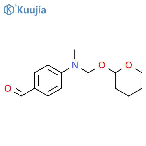 BENZALDEHYDE, 4-[METHYL[[(TETRAHYDRO-2H-PYRAN-2-YL)OXY]METHYL]AMINO]- structure