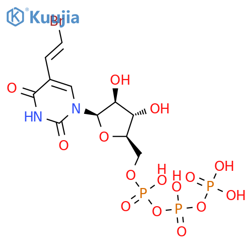 2,4(1H,3H)-Pyrimidinedione,5-[(1E)-2-bromoethenyl]-1-[5-O-[hydroxy[[hydroxy(phosphonooxy)phosphinyl]oxy]phosphinyl]-b-D-arabinofuranosyl]- structure