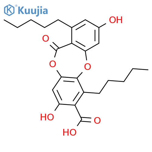 3,8-Dihydroxy-11-oxo-1,6-dipentyl-11H-dibenzo[b,e][1,4]dioxepin-7-carboxylic acid structure