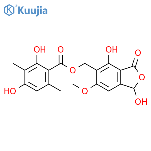 Benzoic acid, 2,4-dihydroxy-3,6-dimethyl-, (1,3-dihydro-1,4-dihydroxy-6-methoxy-3-oxo-5-isobenzofuranyl)methyl ester (9CI) structure