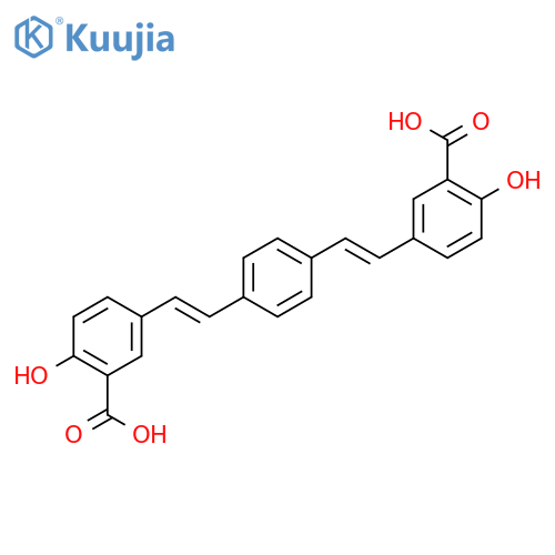 5-[(E)-2-{4-[(E)-2-(3-carboxy-4-hydroxyphenyl)ethenyl]phenyl}ethenyl]-2-hydroxybenzoic acid structure