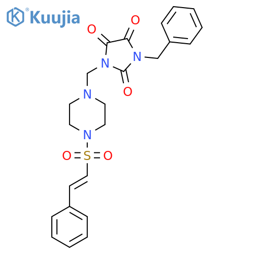 1-Benzyl-3-{[4-(2-phenylethenesulfonyl)piperazin-1-yl]methyl}imidazolidine-2,4,5-trione structure