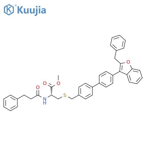 L-Cysteine,N-(1-oxo-3-phenylpropyl)-S-[[4'-[2-(phenylmethyl)-3-benzofuranyl][1,1'-biphenyl]-4-yl]methyl]-, methyl ester structure