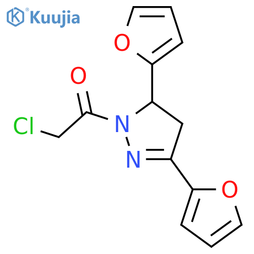 1-3,5-Bis(furan-2-yl)-4,5-dihydro-1H-pyrazol-1-yl-2-chloroethan-1-one structure