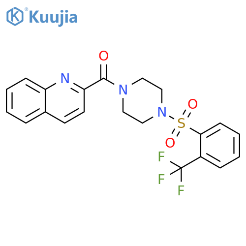 Quinolin-2-yl(4-((2-(trifluoromethyl)phenyl)sulfonyl)piperazin-1-yl)methanone structure