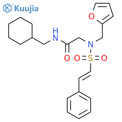 N-(cyclohexylmethyl)-2-{N-[(furan-2-yl)methyl]-2-phenylethenesulfonamido}acetamide structure