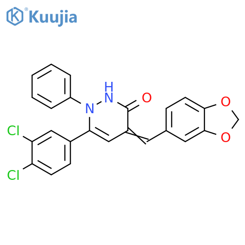 3(2H)-Pyridazinone,4-(1,3-benzodioxol-5-ylmethylene)-6-(3,4-dichlorophenyl)-1,4-dihydro-1-phenyl- structure