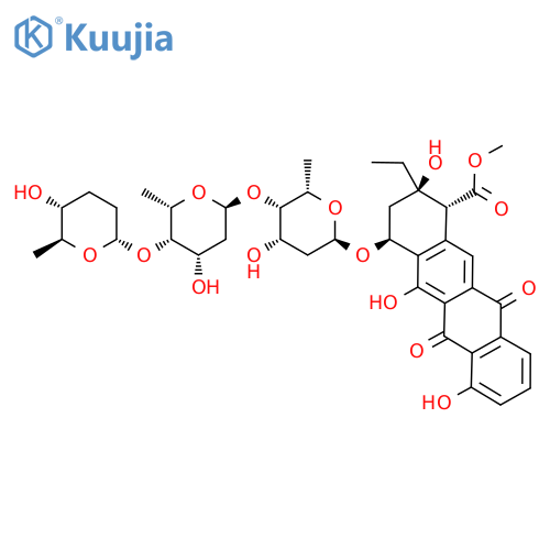 Methyl (1R,2R,4S)-2-ethyl-2,5,7-trihydroxy-4-[(2R,4S,5S,6S)-4-hydroxy-5-[(2S,4S,5S,6S)-4-hydroxy-5-[(2S,5R,6S)-5-hydroxy-6-methyloxan-2-yl]oxy-6-methyloxan-2-yl]oxy-6-methyloxan-2-yl]oxy-6,11-dioxo-3,4-dihydro-1H-tetracene-1-carboxylate structure