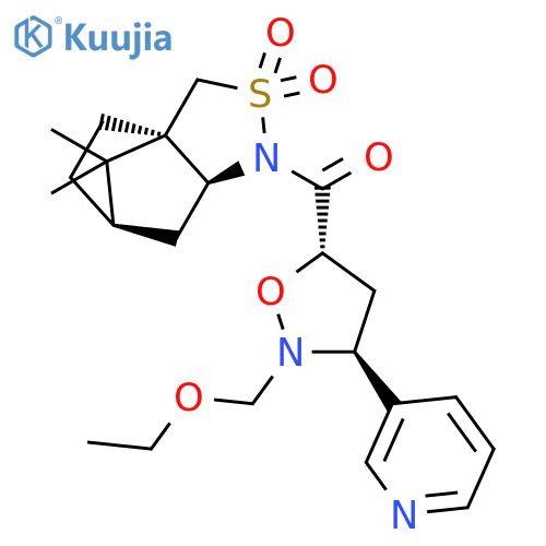 (2S)-N-[[(3S,5S)-2-ethoxymethyl-3-(3-pyridyl)isoxazolidin-5-yl]carbonyl]bornane-10,2-sultam structure