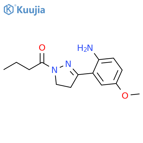 1H-Pyrazole, 3-(2-amino-5-methoxyphenyl)-4,5-dihydro-1-(1-oxobutyl)- structure
