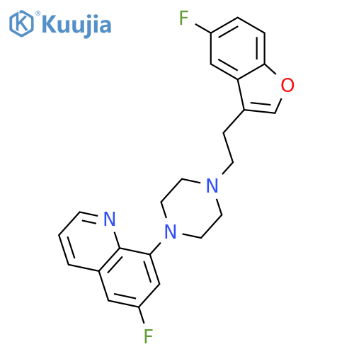 QUINOLINE, 6-FLUORO-8-[4-[2-(5-FLUORO-3-BENZOFURANYL)ETHYL]-1-PIPERAZINYL]- structure
