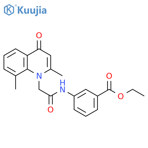 ethyl 3-2-(2,8-dimethyl-4-oxo-1,4-dihydroquinolin-1-yl)acetamidobenzoate structure