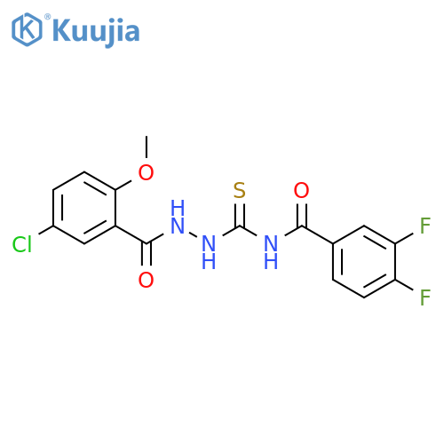 <br>N-(2-(5-chloro-2-methoxybenzoyl)hydrazinecarbonothioyl)-3,4-difluorobenzami de structure