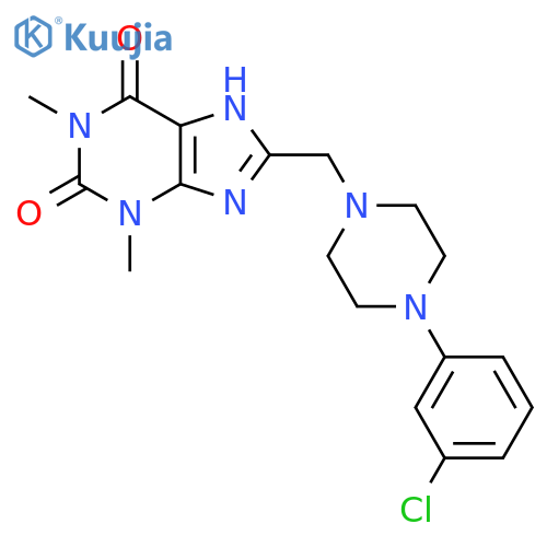 8-{4-(3-chlorophenyl)piperazin-1-ylmethyl}-1,3-dimethyl-2,3,6,7-tetrahydro-1H-purine-2,6-dione structure