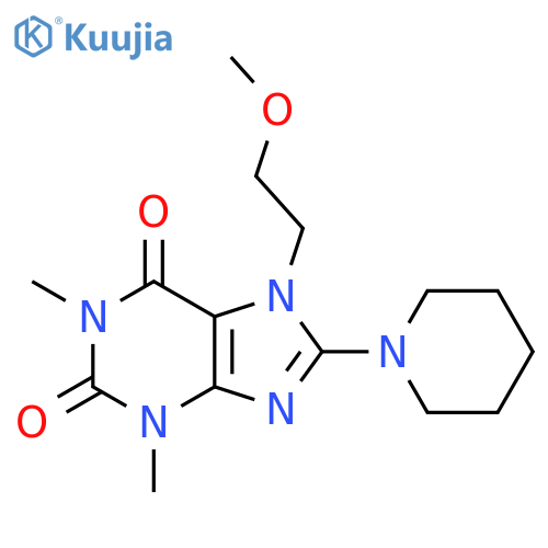 7-(2-methoxyethyl)-1,3-dimethyl-8-(piperidin-1-yl)-2,3,6,7-tetrahydro-1H-purine-2,6-dione structure