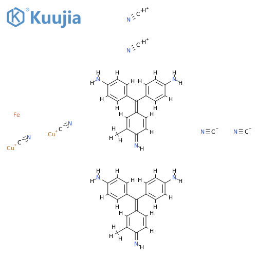 dicopper(1+) dihydrogen hexakis(cyano-C)ferrate(4-), compound with 4-[(p-aminophenyl)(4-iminocyclohexa-2,5-dien-1-ylidene)methyl]-2-methylaniline (1:2) structure