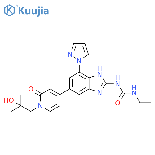Urea,N-[6-[1,2-dihydro-1-(2-hydroxy-2-methylpropyl)-2-oxo-4-pyridinyl]-4-(1H-pyrazol-1-yl)-1H-benzimidazol-2-yl]-N'-ethyl- structure