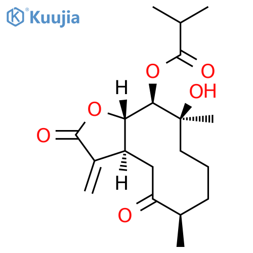 Propanoic acid, 2-methyl-, (3aS,6R,10S,11R,11aS)-dodecahydro-10-hydroxy-6,10-dimethyl-3-methylene-2,5-dioxocyclodeca[b]furan-11-yl ester structure