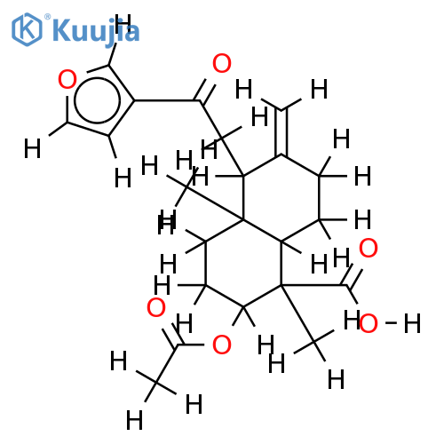 3beta-acetoxy-15,16-epoxylabda-8(17),13(16),14-trien-18-oic acid structure