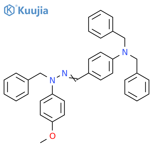 Benzaldehyde, 4-[bis(phenylmethyl)amino]-, 2-(4-methoxyphenyl)-2-(phenylmethyl)hydrazone structure