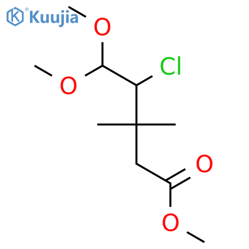 Pentanoic acid, 4-chloro-5,5-dimethoxy-3,3-dimethyl-, methyl ester structure