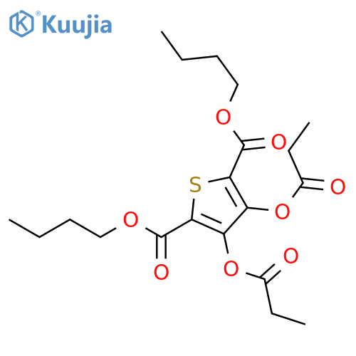 2,5-Thiophenedicarboxylic acid, 3,4-bis(1-oxopropoxy)-, dibutyl ester structure