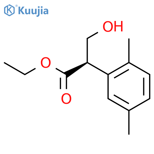 Benzeneacetic acid, a-(hydroxymethyl)-2,5-dimethyl-,ethyl ester, (aR)- structure