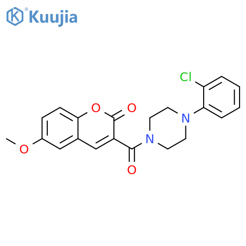 3-4-(2-chlorophenyl)piperazine-1-carbonyl-6-methoxy-2H-chromen-2-one structure