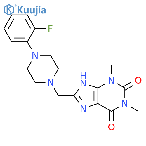 8-{4-(2-fluorophenyl)piperazin-1-ylmethyl}-1,3-dimethyl-2,3,6,7-tetrahydro-1H-purine-2,6-dione structure