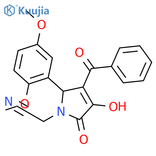 <br>[3-Benzoyl-2-(2,5-dimethoxy-phenyl)-4-hydroxy-5-oxo-2,5-dihydro-pyrrol-1-yl ]-acetonitrile structure