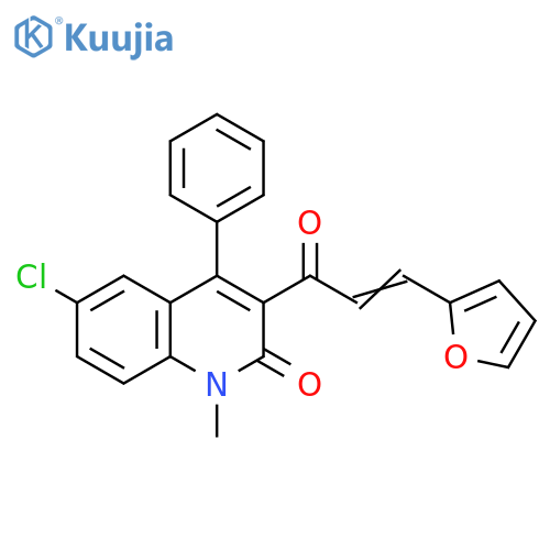 6-chloro-3-(2E)-3-(furan-2-yl)prop-2-enoyl-1-methyl-4-phenyl-1,2-dihydroquinolin-2-one structure