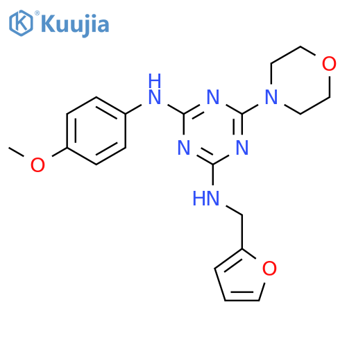 N2-(furan-2-yl)methyl-N4-(4-methoxyphenyl)-6-(morpholin-4-yl)-1,3,5-triazine-2,4-diamine structure