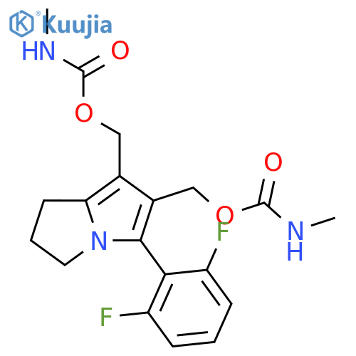[5-(2,6-difluorophenyl)-2,3-dihydro-1H-pyrrolizine-6,7-diyl]dimethanediyl bis(methylcarbamate) structure
