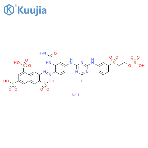 1,3,6-Naphthalenetrisulfonic acid, 7-2-(aminocarbonyl)amino-4-4-fluoro-6-3-2-(sulfooxy)ethylsulfonylphenylamino-1,3,5-triazin-2-ylaminophenylazo-, tetrasodium salt structure