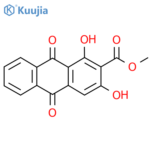 2-Anthracenecarboxylic acid, 9,10-dihydro-1,3-dihydroxy-9,10-dioxo-, methyl ester structure