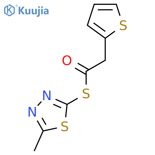 2-Thiopheneethanethioic acid, S-(5-methyl-1,3,4-thiadiazol-2-yl) ester structure