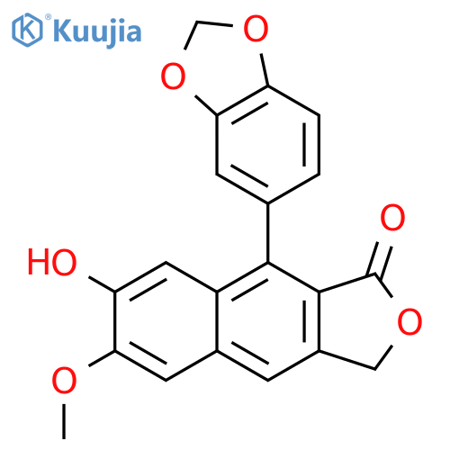 9-(1,3-benzodioxol-5-yl)-7-hydroxy-6-methoxynaphtho[2,3-c]furan-1(3H)-one structure
