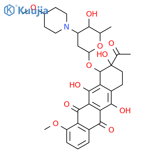 5,12-Naphthacenedione,8-acetyl-7,8,9,10-tetrahydro-6,8,11-trihydroxy-1-methoxy-10-[[2,3,6-trideoxy-3-(4-methoxy-1-piperidinyl)-a-L-lyxo-hexopyranosyl]oxy]-,(8S-cis)- (9CI) structure