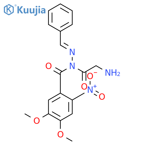 Glycine, N-(4,5-dimethoxy-2-nitrobenzoyl)-, (phenylmethylene)hydrazide structure