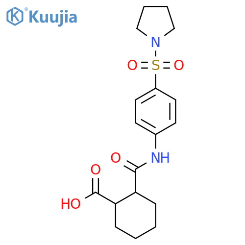 2-{4-(pyrrolidine-1-sulfonyl)phenylcarbamoyl}cyclohexane-1-carboxylic acid structure