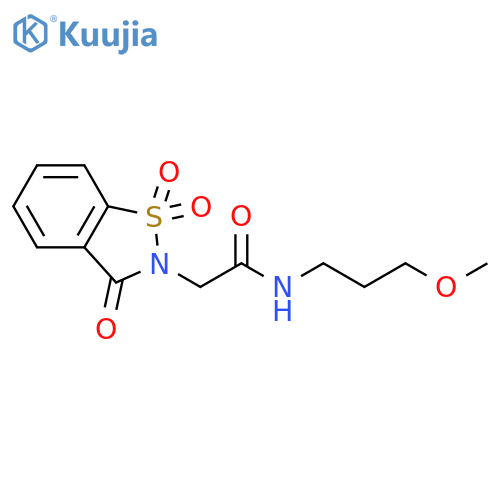 N-(3-methoxypropyl)-2-(1,1,3-trioxo-2,3-dihydro-1lambda6,2-benzothiazol-2-yl)acetamide structure