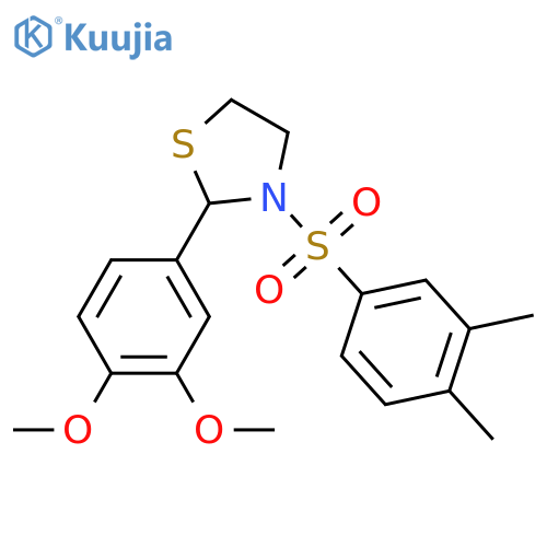 2-(3,4-dimethoxyphenyl)-3-(3,4-dimethylbenzenesulfonyl)-1,3-thiazolidine structure