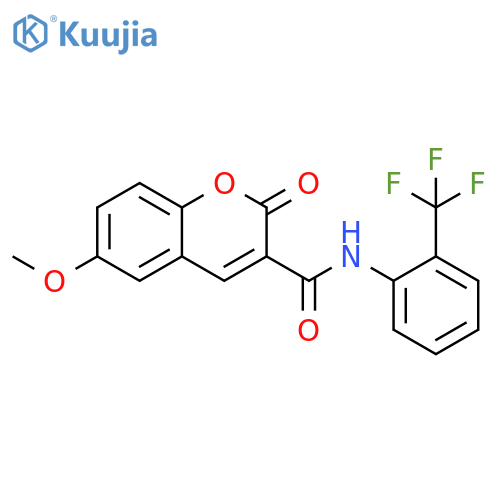 6-methoxy-2-oxo-N-2-(trifluoromethyl)phenyl-2H-chromene-3-carboxamide structure