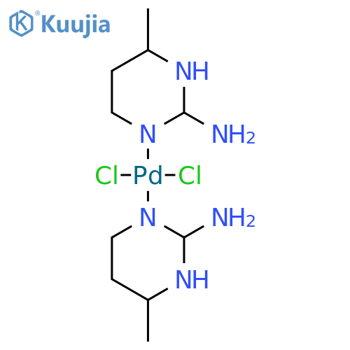 dichloropalladium; 4-methylhexahydropyrimidin-1-id-2-amine; 4-methyl-6H-pyrimidin-1-id-2-amine structure