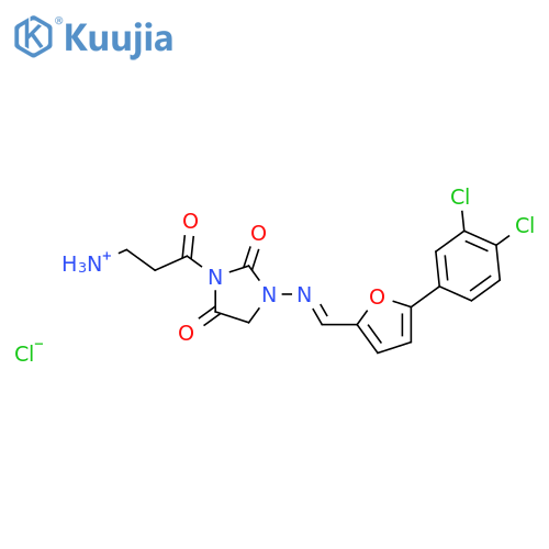 2,4-Imidazolidinedione,3-(3-amino-1-oxopropyl)-1-[[[5-(3,4-dichlorophenyl)-2-furanyl]methylene]amino]-,hydrochloride (1:1) structure
