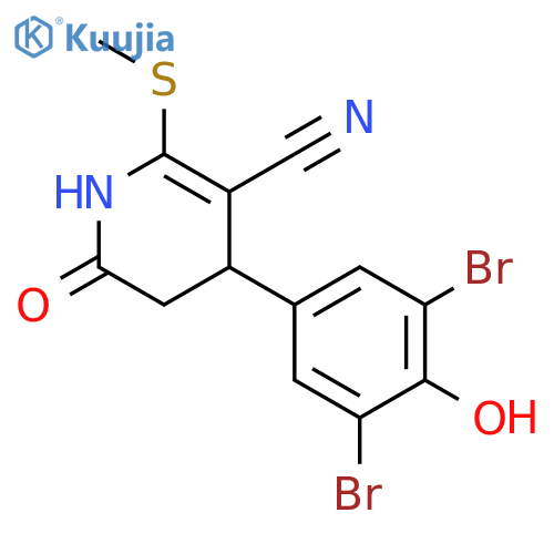 4-(3,5-dibromo-4-hydroxyphenyl)-2-(methylsulfanyl)-6-oxo-1,4,5,6-tetrahydropyridine-3-carbonitrile structure