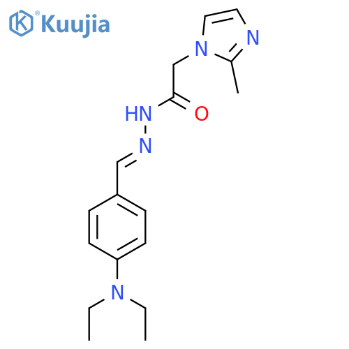 N'-(1E)-4-(diethylamino)phenylmethylidene-2-(2-methyl-1H-imidazol-1-yl)acetohydrazide structure