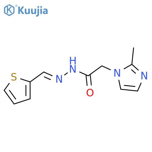 2-(2-methyl-1H-imidazol-1-yl)-N'-(1E)-(thiophen-2-yl)methylideneacetohydrazide structure