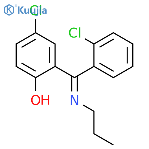 2-(Propylimino-(2-chlorophenyl)methyl)-4-chlorophenol structure